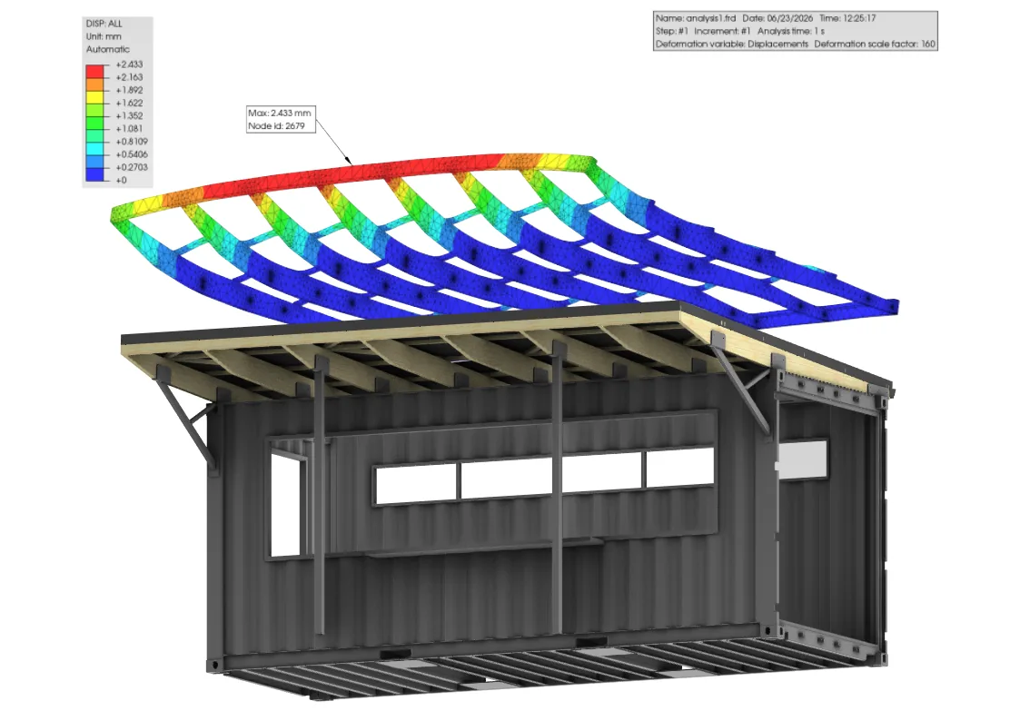 Structural review render showing technical displacement analysis