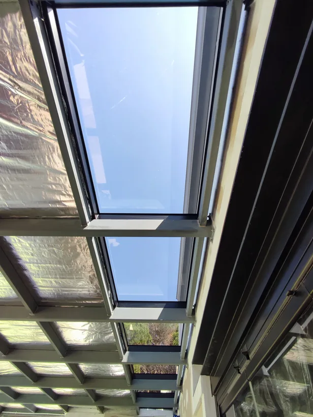 Custom glass roof section installation